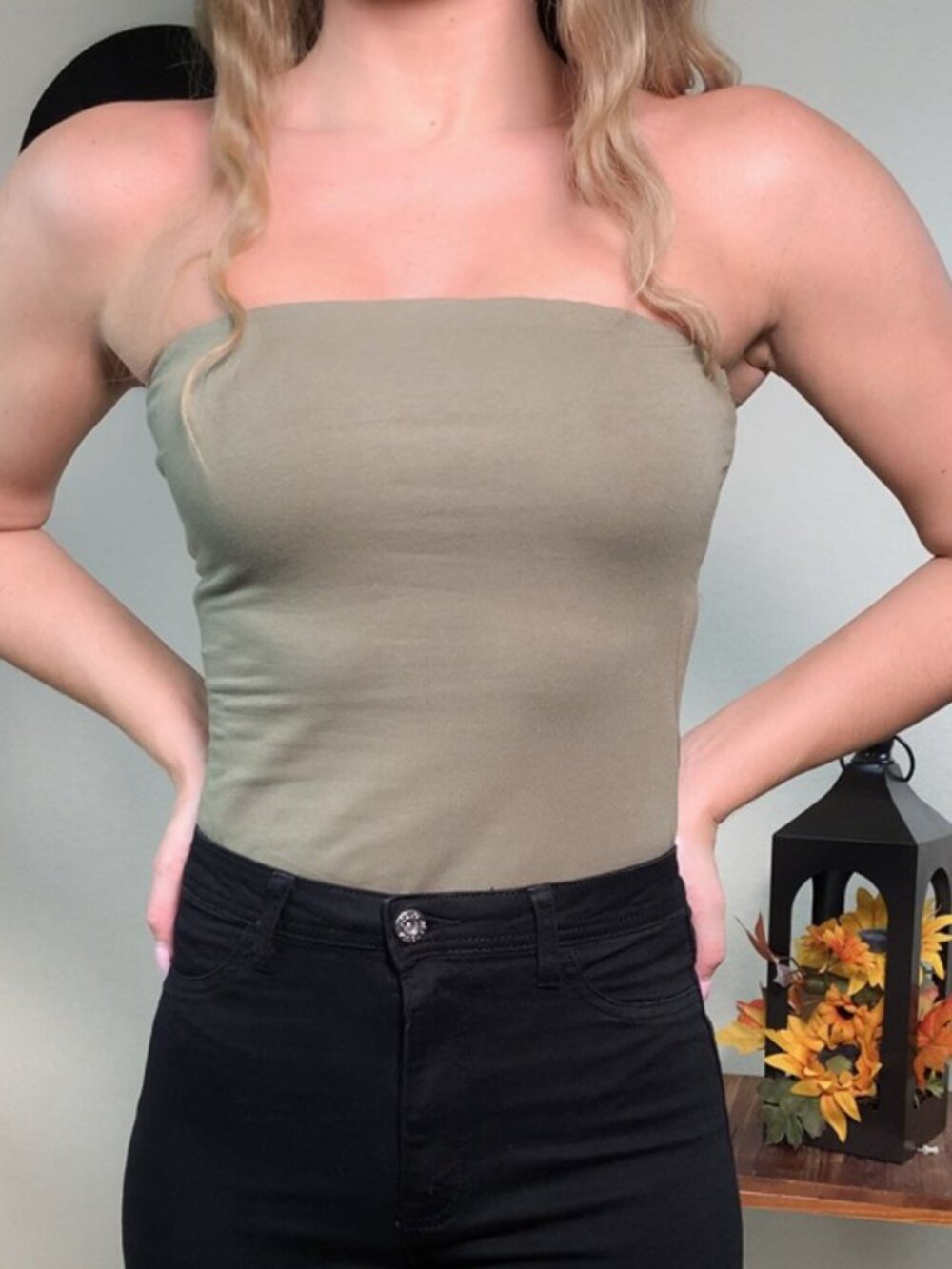 Olive Tube Top Bodysuit